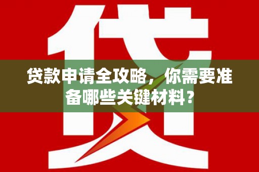 金阳贷款申请全攻略，你需要准备哪些关键材料？