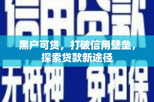 金阳黑户可贷，打破信用壁垒，探索贷款新途径