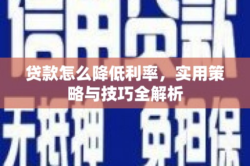 金阳贷款怎么降低利率，实用策略与技巧全解析