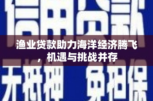 金阳渔业贷款助力海洋经济腾飞，机遇与挑战并存