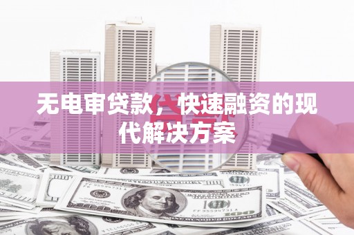 金阳无电审贷款，快速融资的现代解决方案