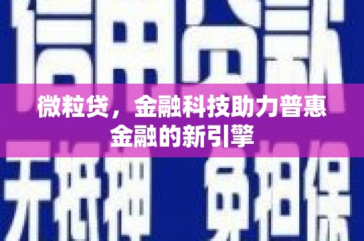 金阳微粒贷，金融科技助力普惠金融的新引擎