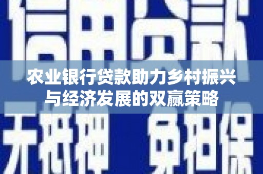 金阳农业银行贷款助力乡村振兴与经济发展的双赢策略