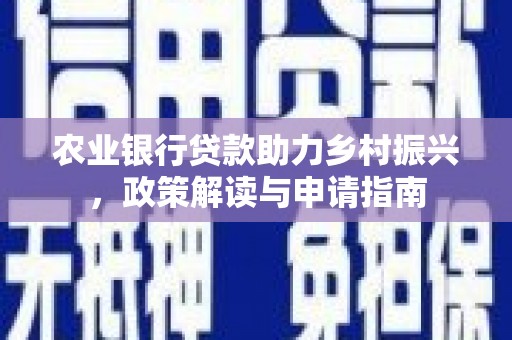 金阳农业银行贷款助力乡村振兴，政策解读与申请指南