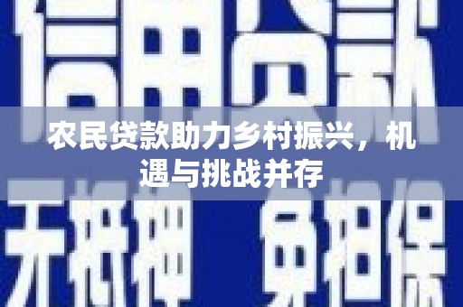 金阳农民贷款助力乡村振兴，机遇与挑战并存
