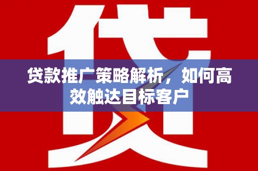 金阳贷款推广策略解析，如何高效触达目标客户