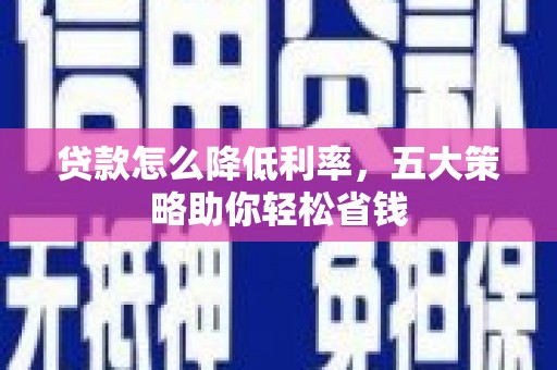 金阳贷款怎么降低利率，五大策略助你轻松省钱