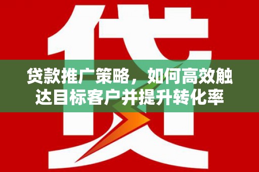 金阳贷款推广策略，如何高效触达目标客户并提升转化率