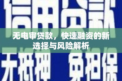 金阳无电审贷款，快速融资的新选择与风险解析