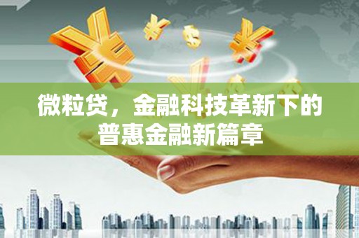 金阳微粒贷，金融科技革新下的普惠金融新篇章